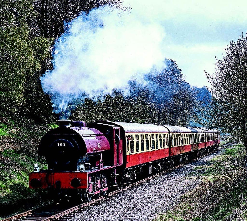 Austerity 0-6-0ST No. 193 Shropshire arrived on the railway in 1989 and worked on the railway for a number of years. The locomotive approaches Summerseat  with a Bury to Rawtenstall service on May 5, 1991, during the ELR’s second weekend of passenger operations through to Rawtenstall. Photo: Mike Taylor