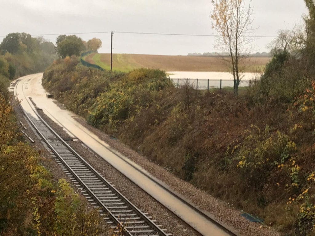 Flooding at Kiveton. Photo: Network Rail.