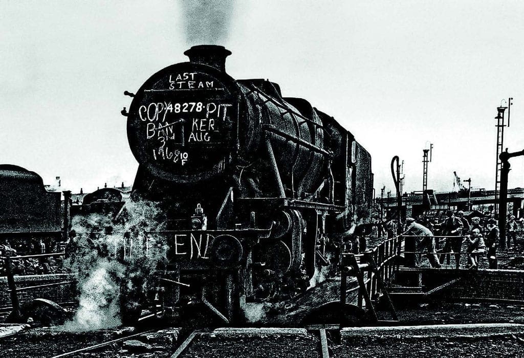 Its smokebox appropriately ‘chalked up’, LMS Stanier 8F No. 48278 stands on the Rose Grove turntable after completing the last steam banking turn on August 3, 1968. Photo: Terry Flinders