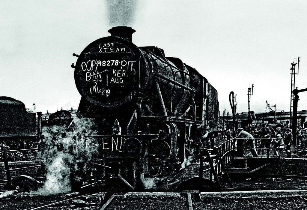 Its smokebox appropriately ‘chalked up’, LMS Stanier 8F No. 48278 stands on the Rose Grove turntable after completing the last steam banking turn on August 3, 1968. Photo: Terry Flinders 