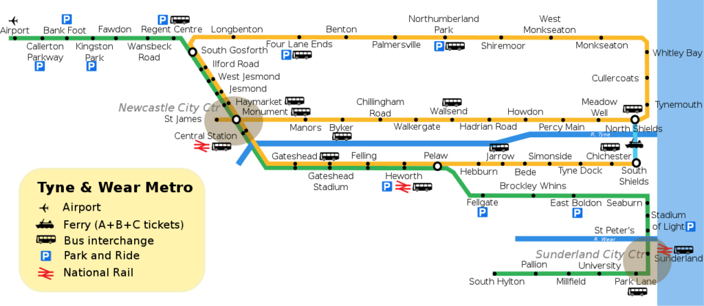 Photo: Creative Commons. Modern Map of the Tyne and Wear Metro. 