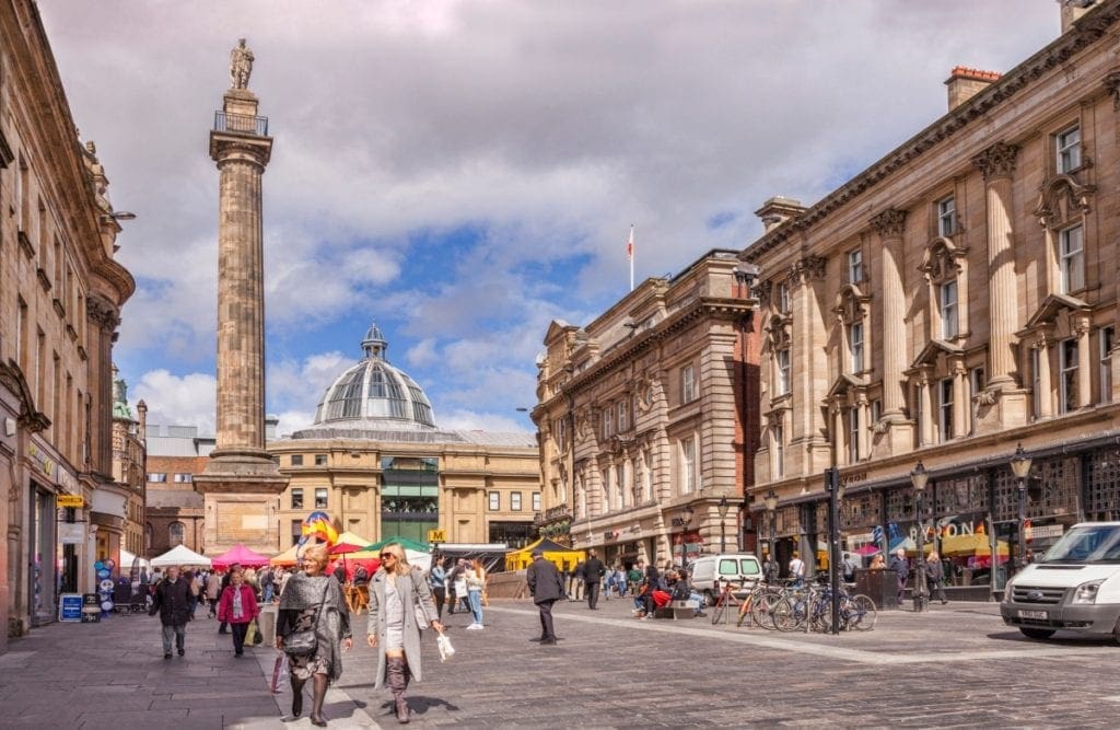 Greys Monument on Grey Street - regularly voted one of the best streets in England architecturally. Monument station resides below.