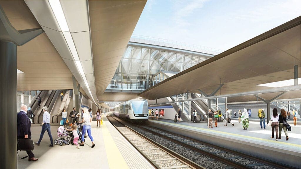 Concourse of HS2 west-London super hub, Old Oak Common