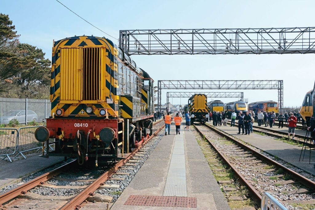 Some of the locos visitors could see with (from left) Nos. 08410, 08645, 57604, 43162, 73107 and 43002.