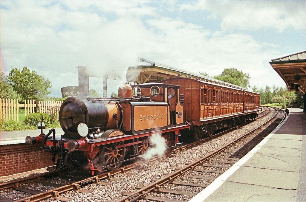 Stepney heads a VIP special at Kingscote in 2000
