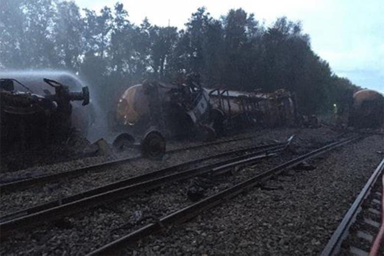 10 wagons of the freight train derailed