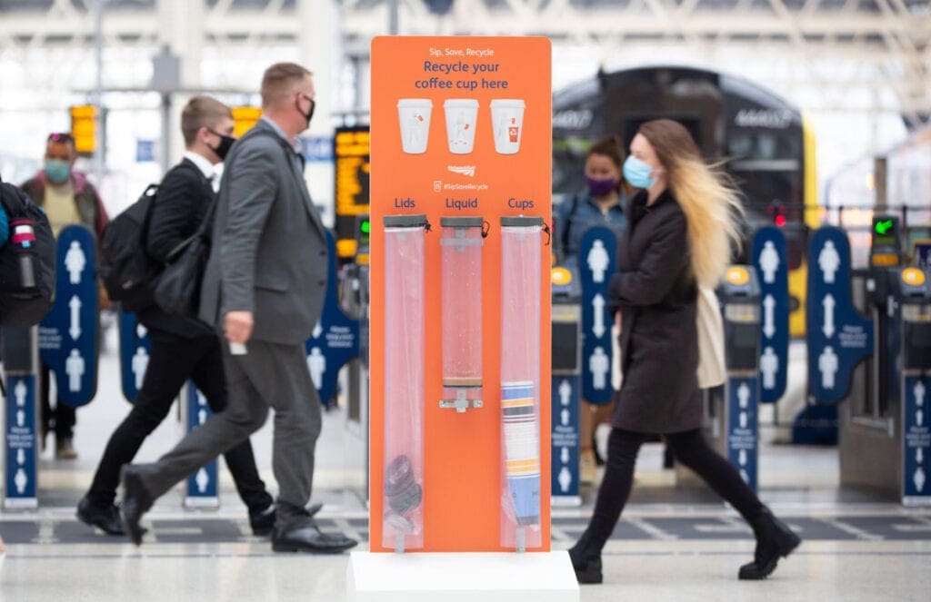 Coffee cup recycling station