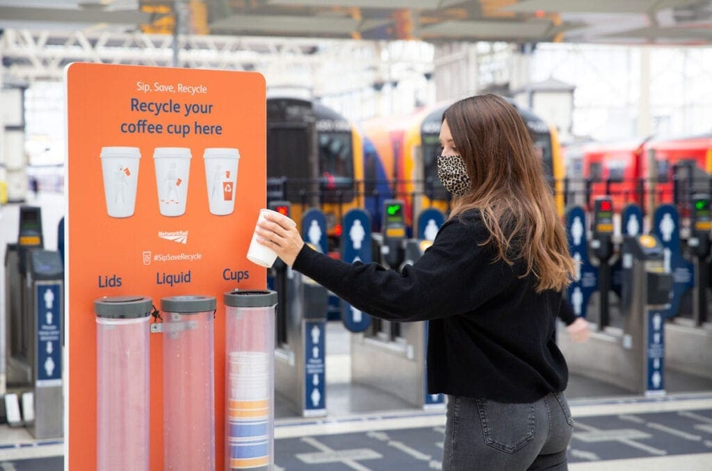 Coffee cup recycling station