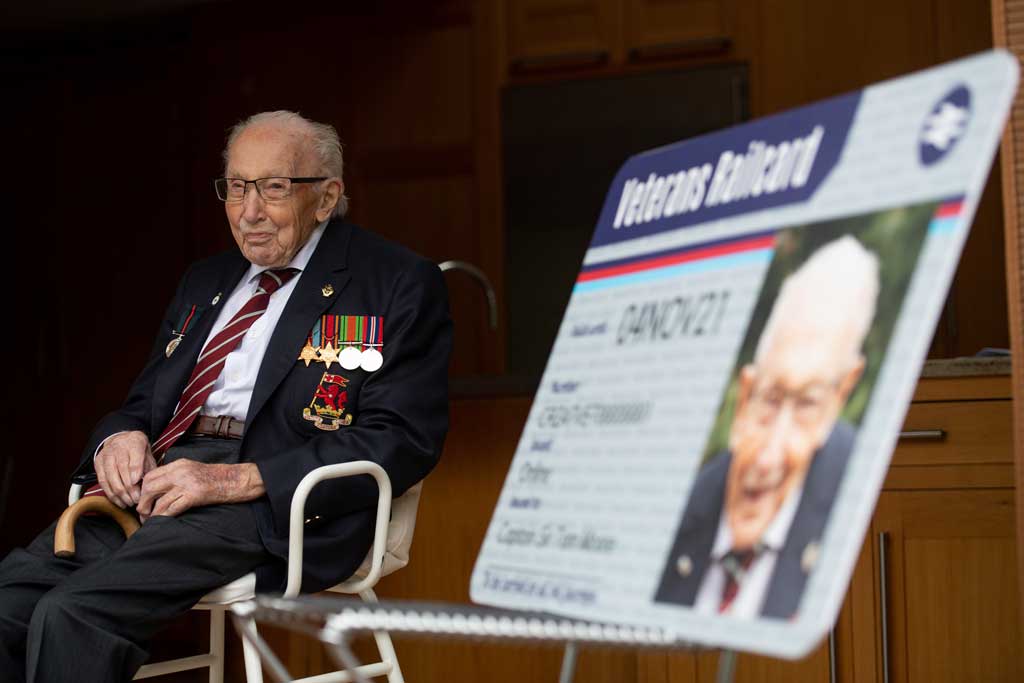 Captain Sir Tom Moore presented with first veterans railcard
