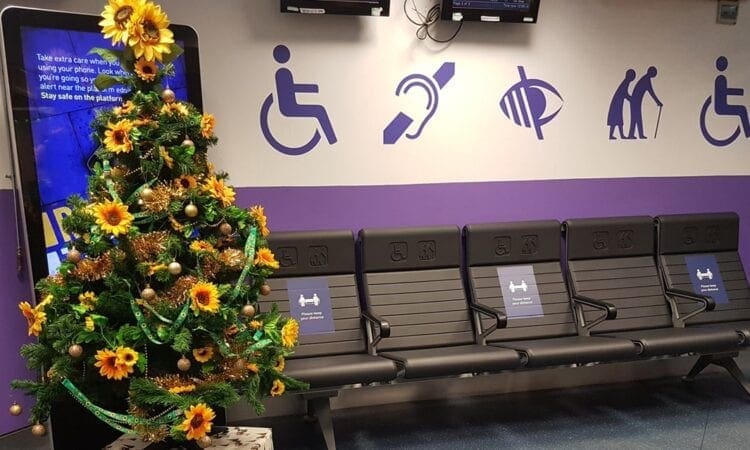 Sunflower Christmas tree signals help for passengers with non-visible disabilities