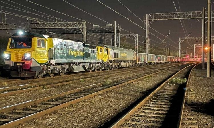 Debut journey for West Coast Main Line ‘jumbo’ freight train