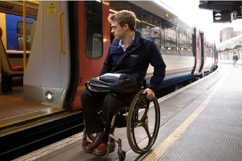 Disabled passenger at rail platform