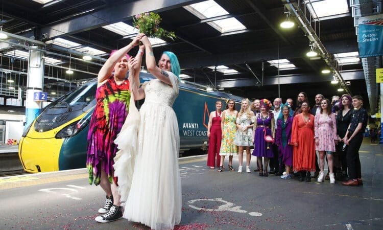 Rail enthusiasts get married on train from London Euston