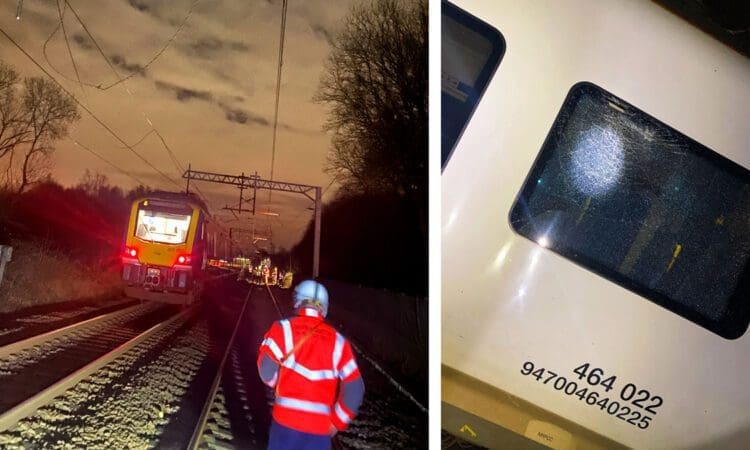 Northern service and railway damaged after vandals throw log at train
