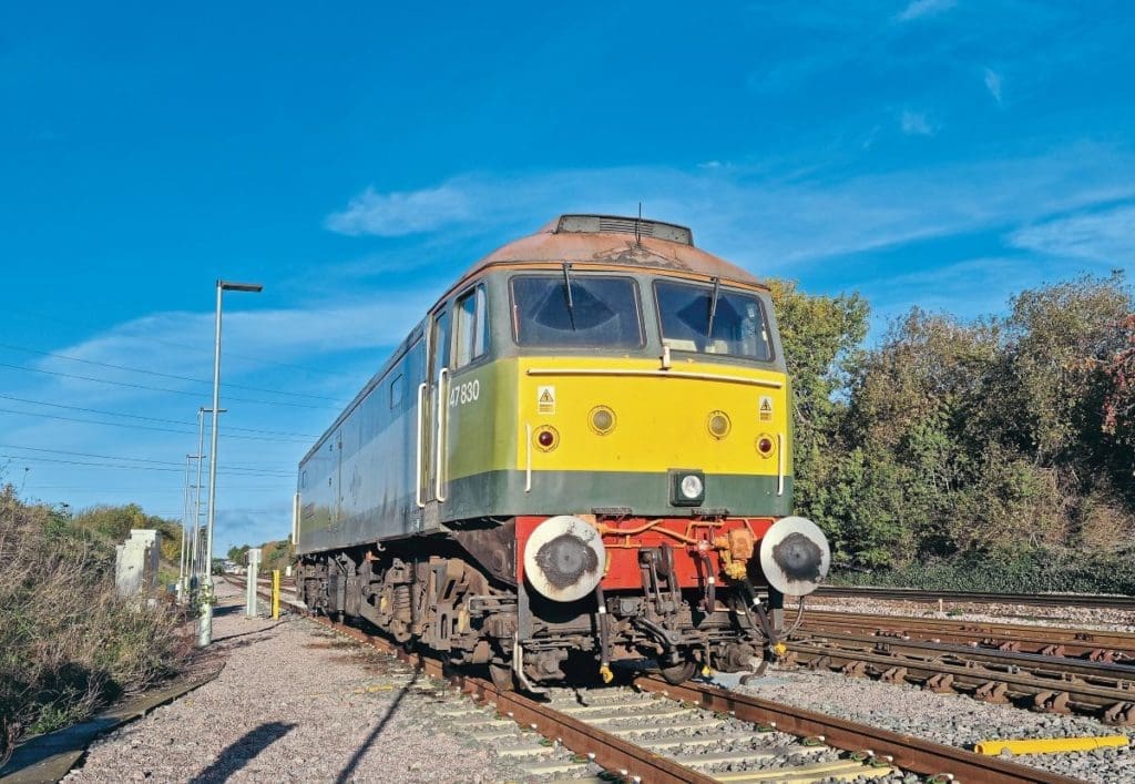 Class 47 No. 47830 (D1645) Beeching’s Legacy parked in the headshunt at the Redbridge end of the Terminal.