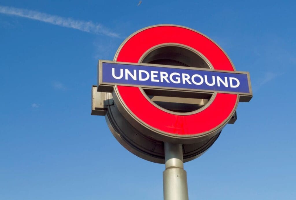 A photograph of the London Underground sign