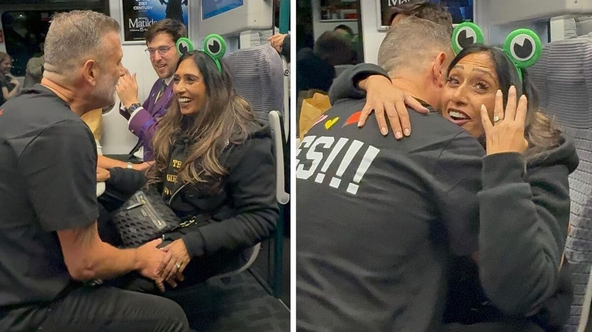 Couple who met on train get engaged on same service one year late …
