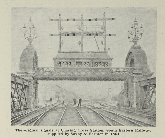 The original signals at Charing Cross Station, South Eastern Railway, supplied by Saxby & Farmer in 1864