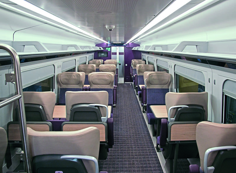 First class accommodation in the DPTF vehicle, There is more first class seating in a composite coach. TONY MILES