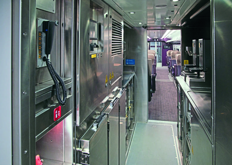 The first class galley area. TONY MILES
