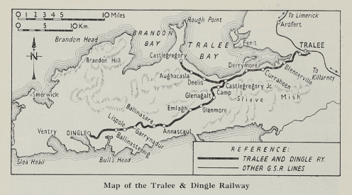 Map of the Tralee & Dingle Railway