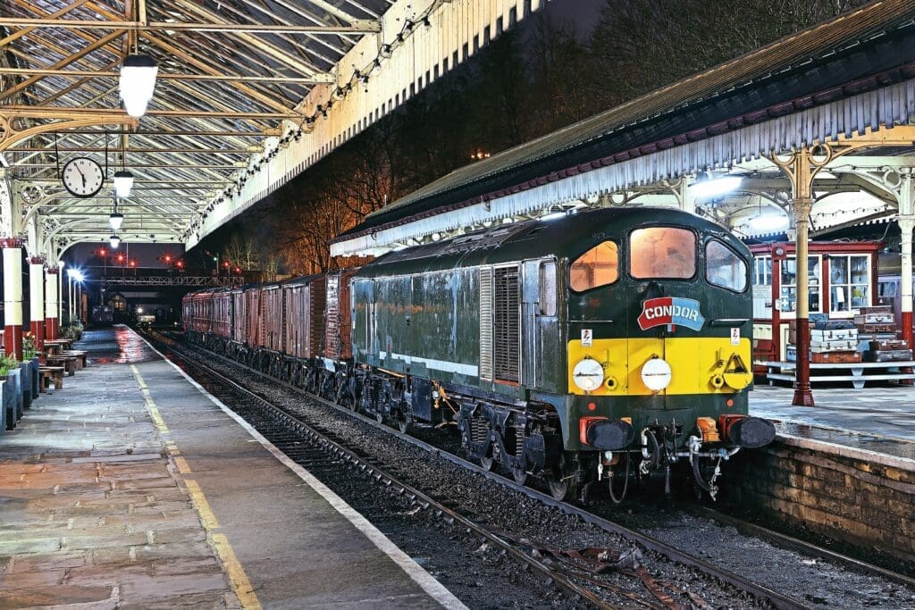 Class 28 Co-Bo D5705 stands in Bury Bolton Street on February 6, recreating a typical early 1960s freight as part of special photoshoot. Chriss Gee