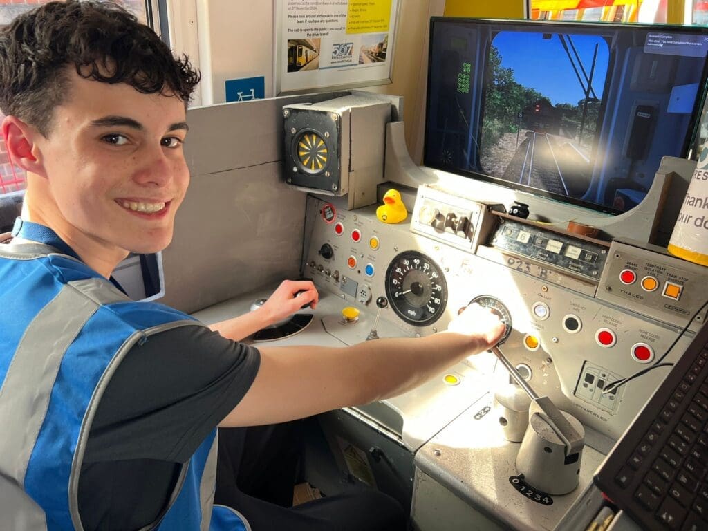 Dylan plays the sim at 507 open day April 2026
