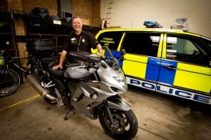 PC Simon Burgin with his own bike, which he regularly takes touring to the Nürburgring.