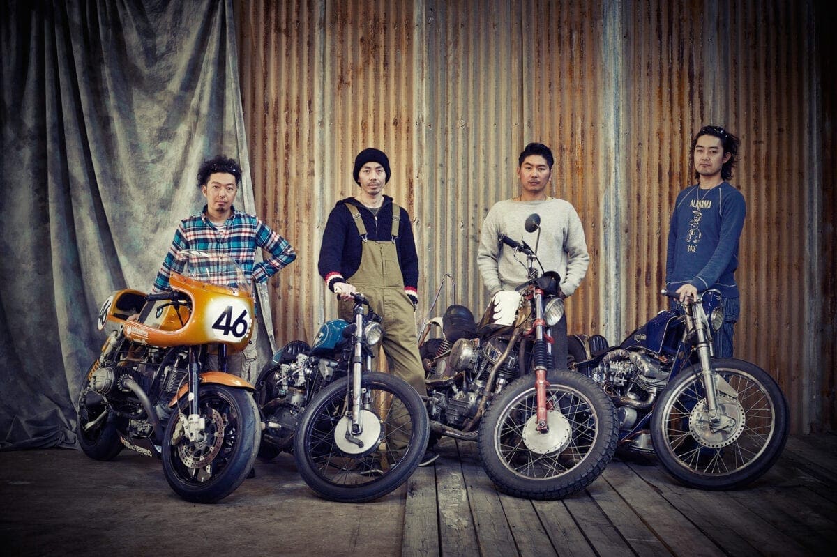 The four builders with their previous bikes