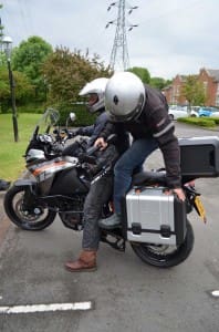Cameraman prepares for a day in the 1190 Adventure saddle