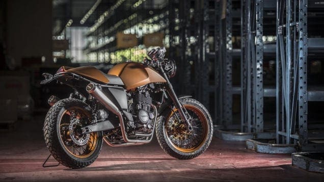 Cool cafe racer and 650R enduro break cover