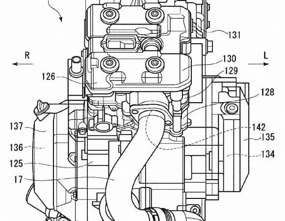 SCOOP Suzuki superbike V-twin engine and exhaust revealed in patent drawings