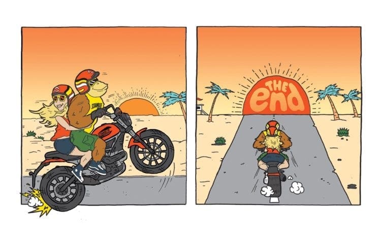 Final Scrambler Bart and Betty cartoon episode shows Ducati Scrambler 400