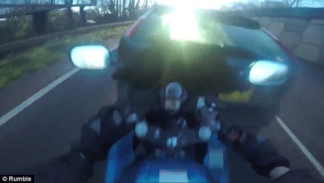 VIDEO: Low sun glare catches out biker (it’s a pretty big impact)