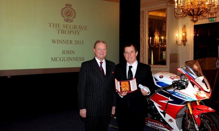 John McGuinness awarded the Segrave Trophy