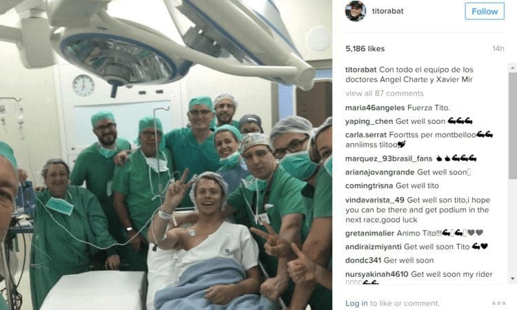 Tito Rabat tweets from the operating table (nothing squeamish though)
