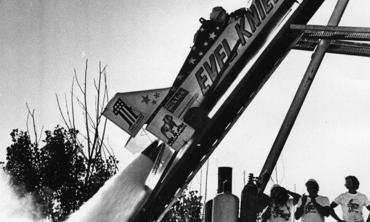 Stuntman to attempt Evel Knievel’s Snake River rocket jump! The rocket’s built, Slash from Guns N’ Roses has recorded a song about it and: “Doing this is like touching Superman’s cape!”