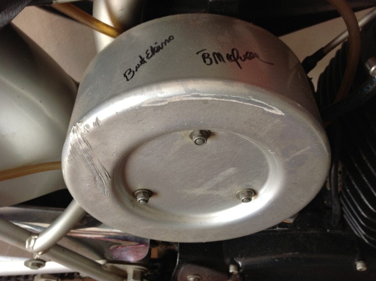 The signatures of Bud Ekins and Chad McQueen