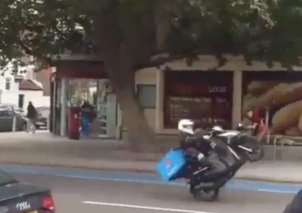 Video: A pizza the wheelie SKILLS (well, until he dropped it…)