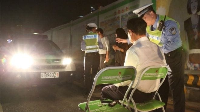Chinese police punish drivers using full beam by forcing them to stare into cop car’s lights (on full beam). Yep.