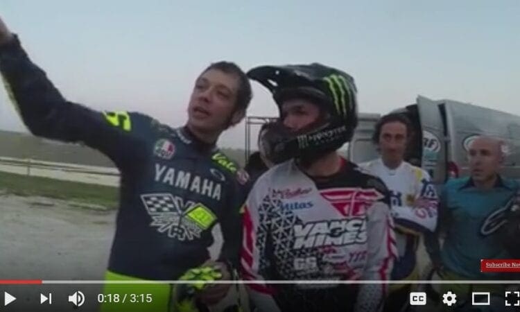 Video: Valentino Rossi takes on dirt track legend Brad Baker at the Rossi ranch