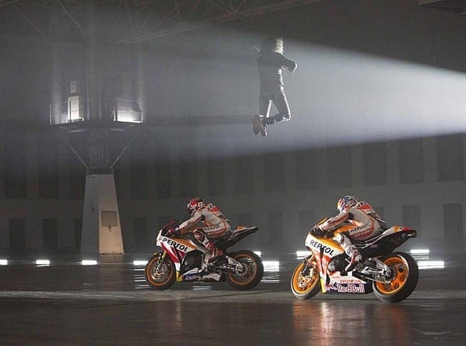 Video: Beardie plays the violin. Marquez and Pedrosa do some skids.
