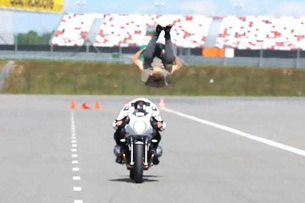 Video: Just somersaulting over a R nineT Racer… like you do…