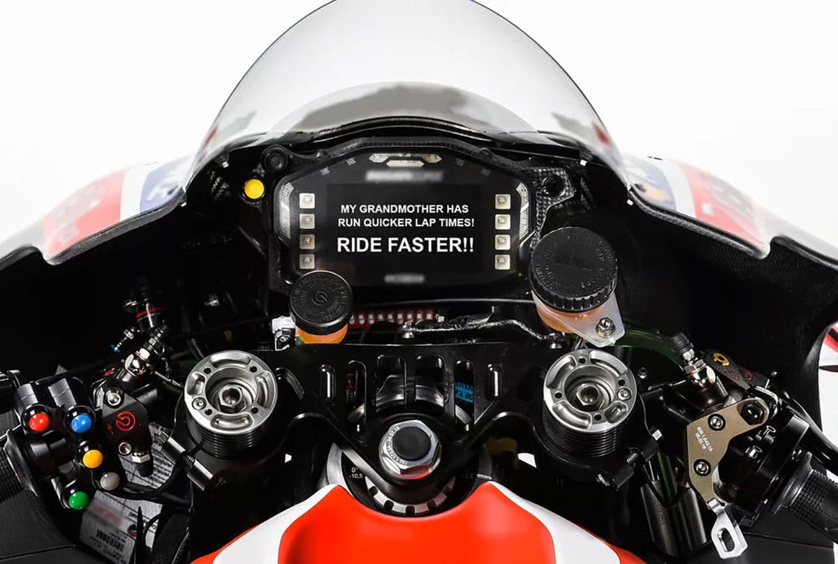 MotoGP in-race message dash given the go-ahead. Yeah, messages to the racers live, as they race
