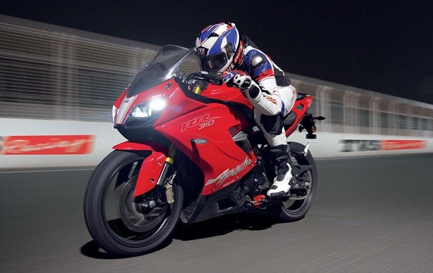 Price emerges for the TVS Apache RR 310 (BMW) mini-superbike. UK conversion = £2,317!