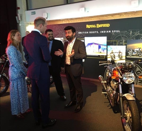 ‘ROYAL’ ENFIELD: Prince William checks out the new 650cc Interceptor