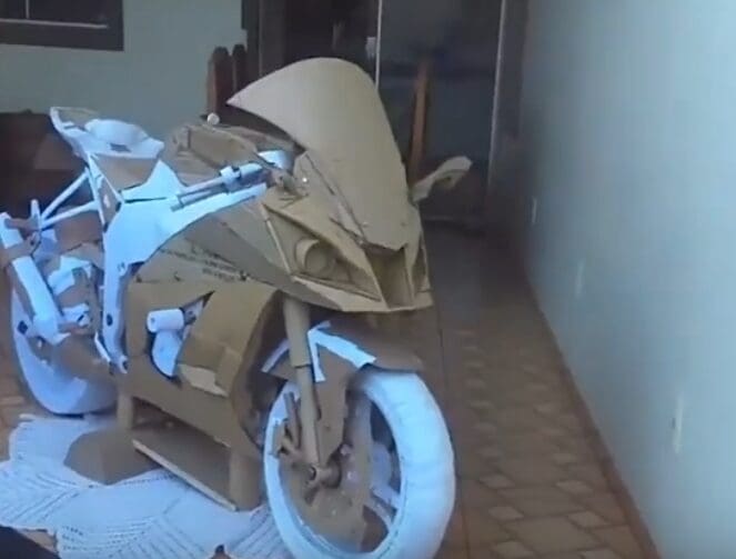 VIDEO: Check this out – making a LIFE SIZED superbike out of cardboard. It’s the best video you’ll see for a while!
