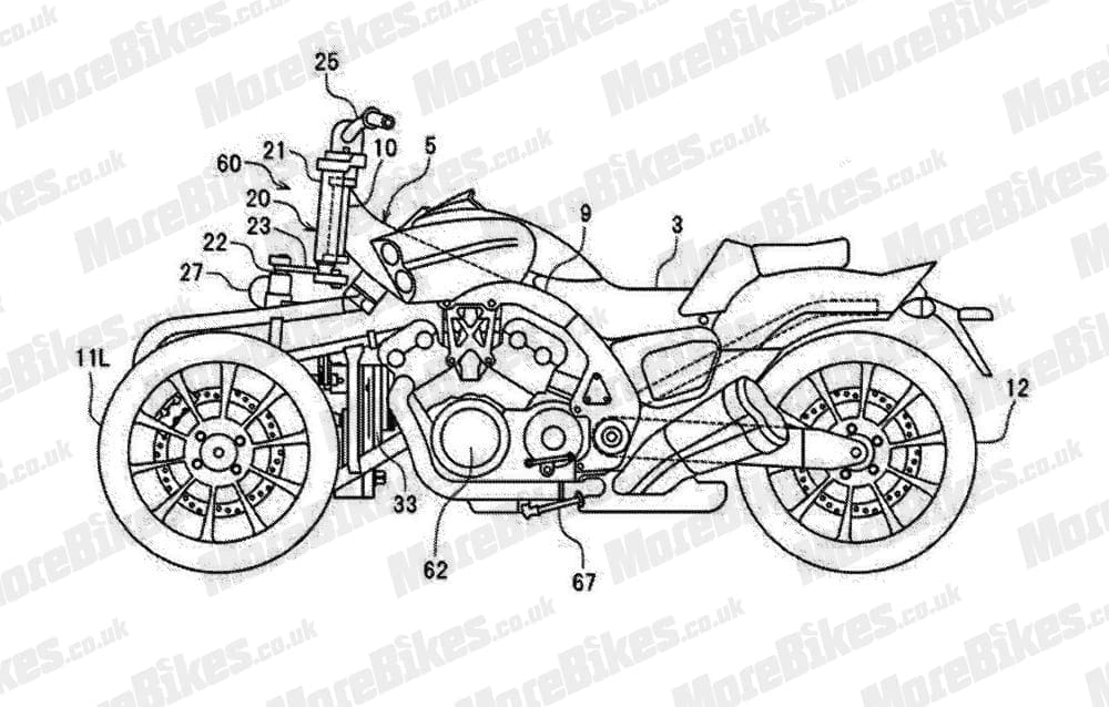 PATENT: Here’s Yamaha’s NEW designs for the leaning, three-wheeled V-Max. New drawings filed this week!