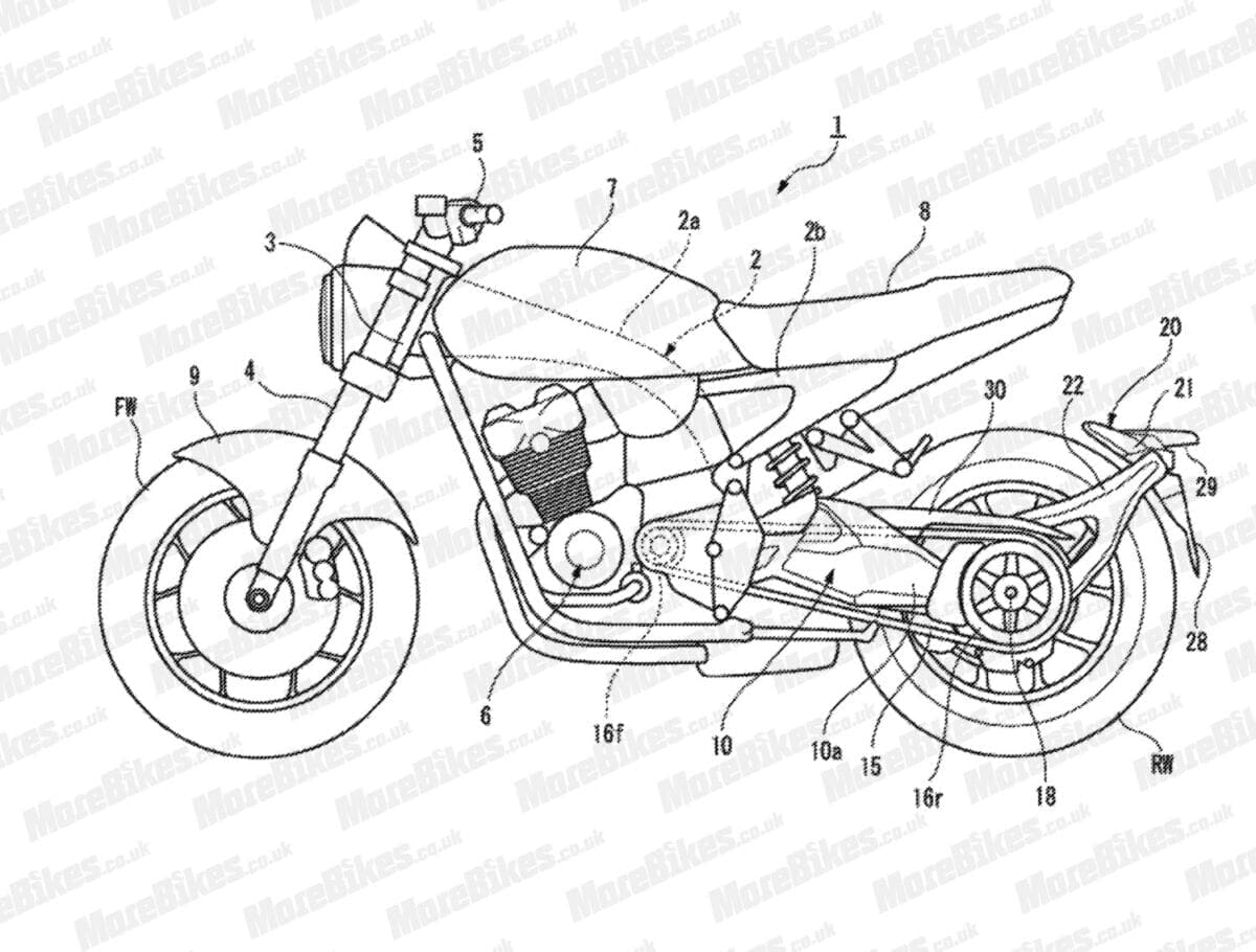 Honda’s secret designs for a 650 (possibly… Hornet-ish… ) exposed in new patent file.