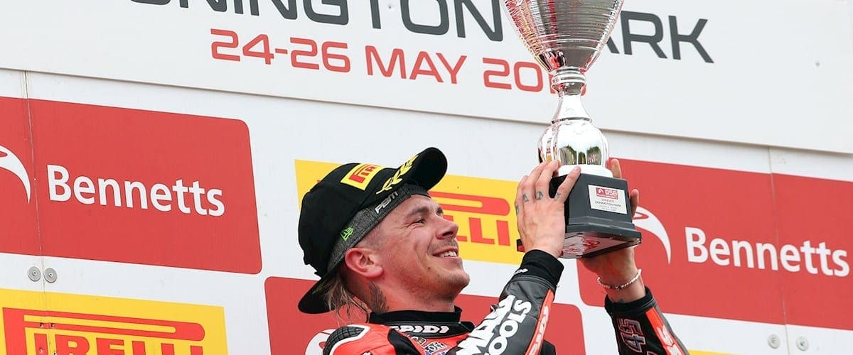BSB:  Scott Redding takes his first BSB victory in Race One at Donington Park.